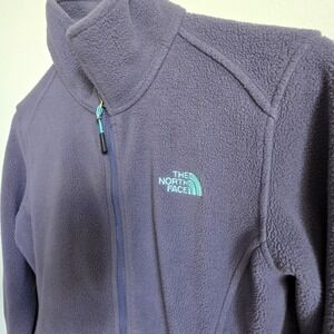 The North Face Women's Fleece Jacket Purple Full Zip Logo Size Small